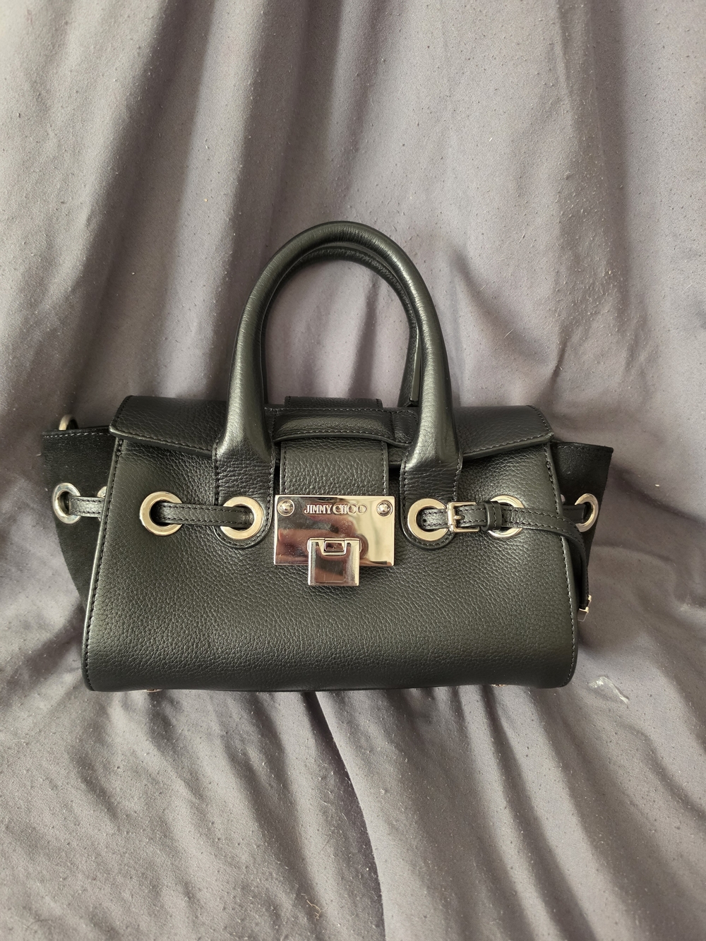 AUTHENTIC Jimmy Choo 'Small Rosa' Black Leather Top-Handle Satchel